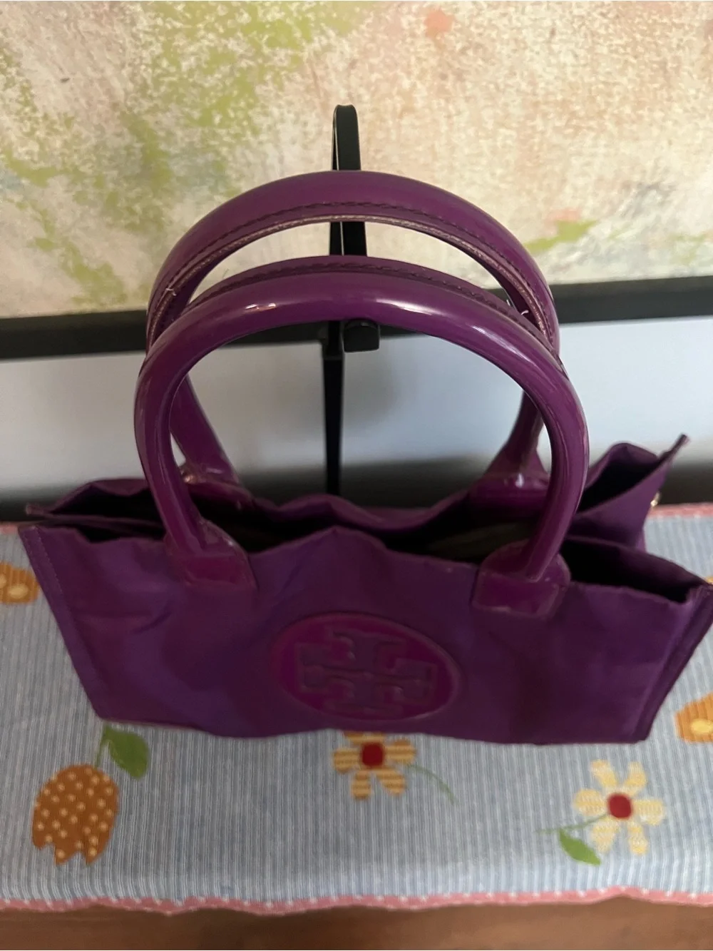 Tory Burch Mini Ella Purple Satchel Bag